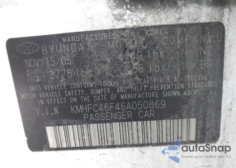 2006 Hyundai Azera Limited/Se from USA, damaged, VIN KMHFC46F46A050869